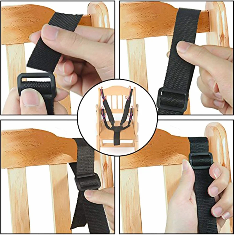Cintura di Sicurezza Bambini 5 Punti con Imbottitura Delle Spalle Bambino Sicuro Cintura Regolabile, Nero, Nylon, Per Carrozzina, Passeggino, Seggiolino