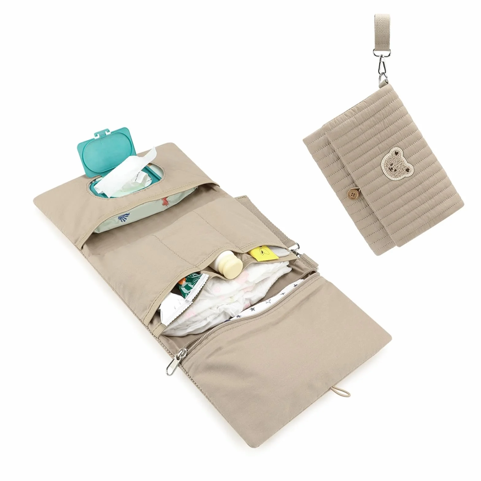 MagiDeal Borsa Porta Pannolini in Tessuto per Neonati, Organizer per Pannolini, Multifunzionale per Neonati, per Esterni, Visite, Asilo Nido e, Marrone