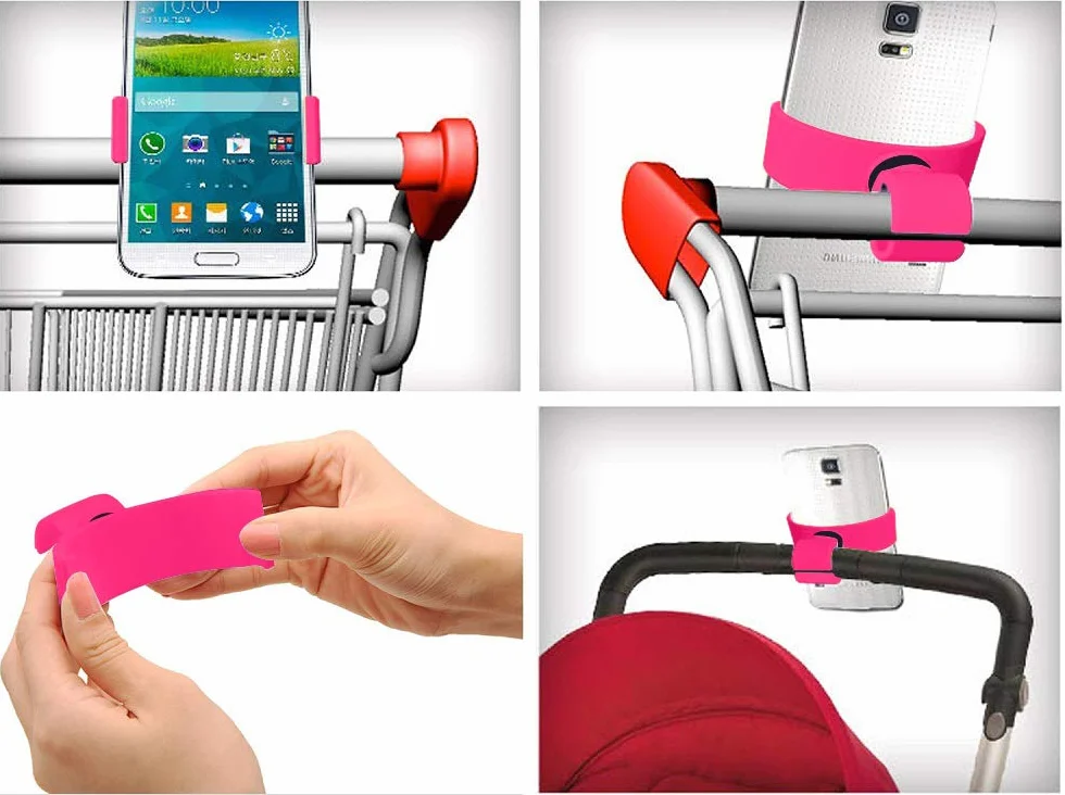Porta telefono universale per smartphone fino a 7,5" - Portacellulare passeggino universale rosa