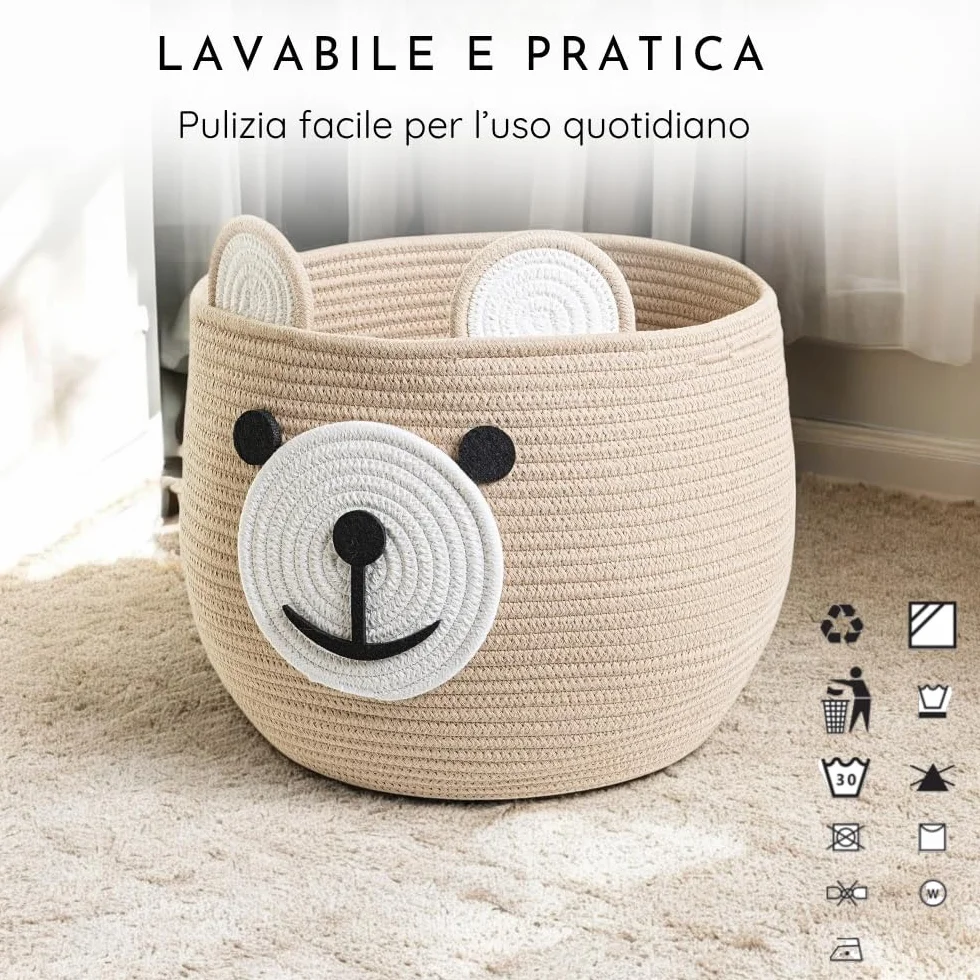 BELMIN Cesta Giochi Bambini Ø35cm – Cesto Portaoggetti Capiente e Stabile, Perfetto come Porta Peluche e Contenitore per la Cameretta