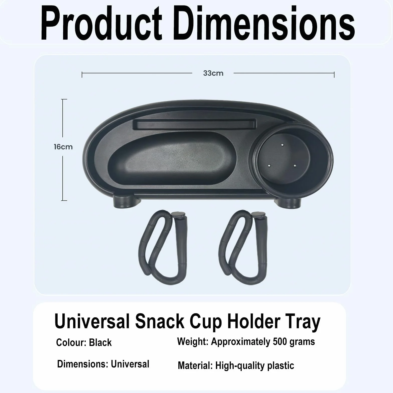 Vassoio Universale per Passeggino, Passeggino Snack Vassoio, Girevole a 360 gradi, Portabevande per Passeggino, Adatto per la Maggior parte dei Passeggini con Braccioli