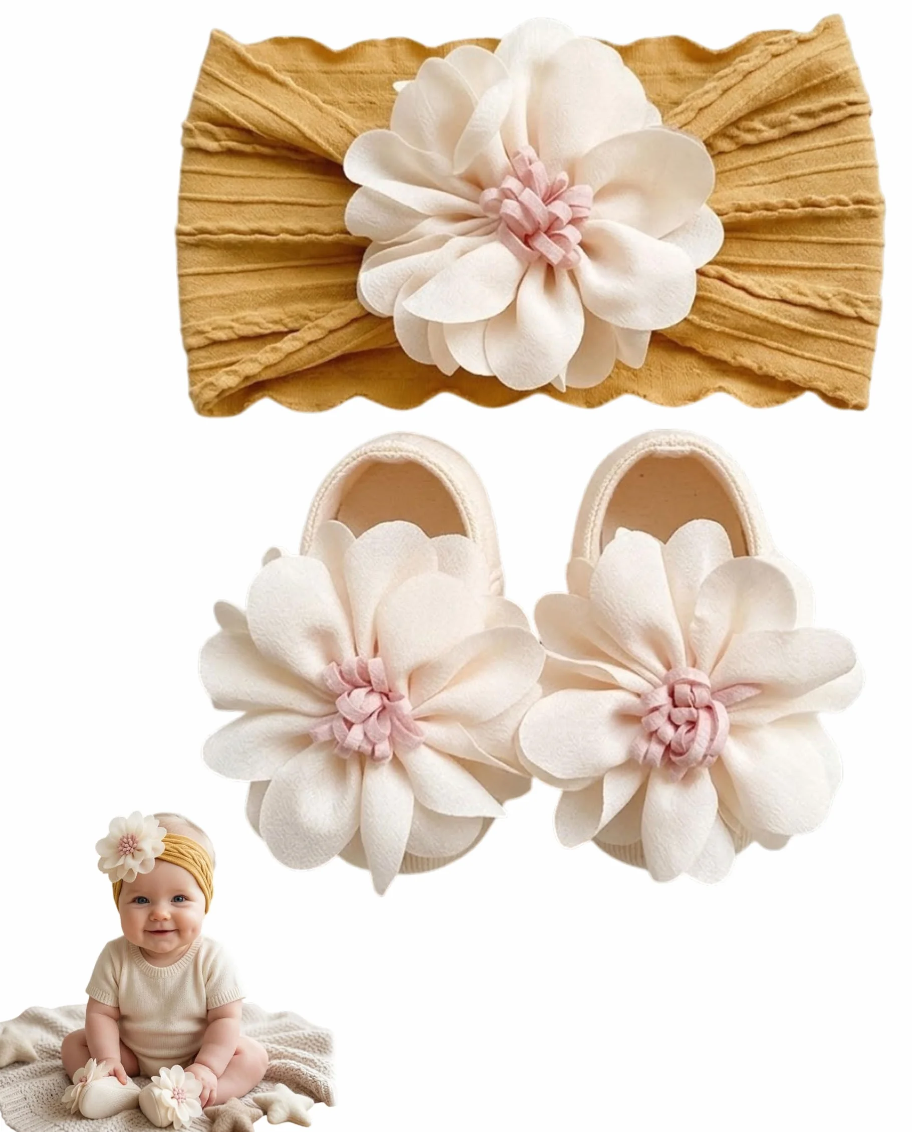 1 set Fasce Bambina Neonata Set di calzini – fascia capelli neonata, Fiocchi Capelli Bambina in Nylon Elasticizzato,Neonato per Capelli, per Bambini Neonati, fascia neonato