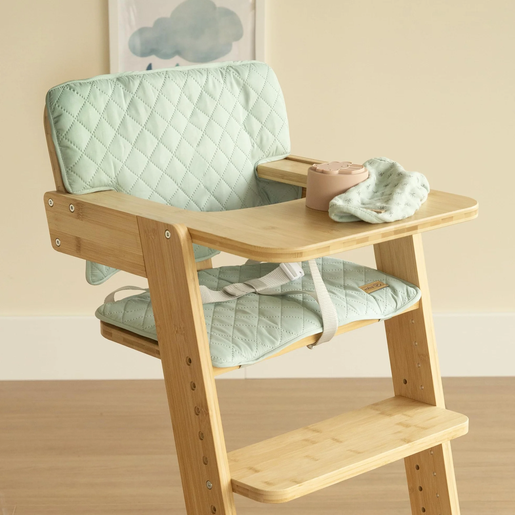 roba riduttore di seduta 2 pezzi “roba Style” - accessorio per seggiolone “Nature Up” - cuscino del sedile imbottito e facile da pulire - da 6 mesi - verde ghiaccio (Frosty Green)