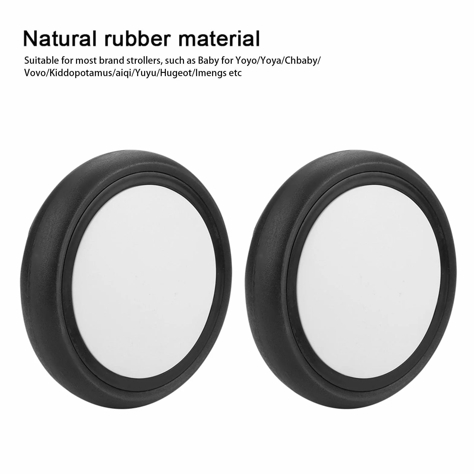GOTOTOP Ruota per Passeggino, Set Ruote Anteriori e Posteriori in Gomma, Girevole 360 Gradi, Resistente all'Usura, Compatibile con Yoya Vovo, con Attrezzi di Montaggio