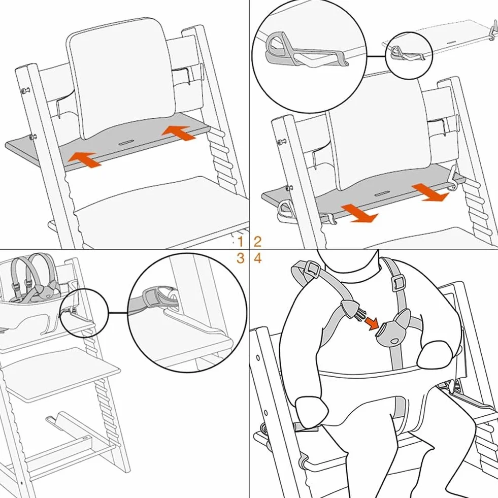Imbracatura a 5 punti, compatibile solo con Tripp Trapp, per bambini dai 6 ai 36 mesi, facile da installare e utilizzare