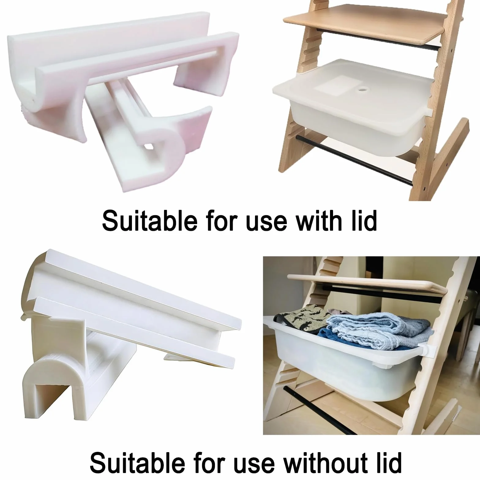 Adattatore Adatto per Stokke TrippTrapp compatibile con Ikea Trofast Scatola di Plastica, Soluzione Organizer Salvaspazio, Fissaggio per Seggiolone (Usare con coperchio)