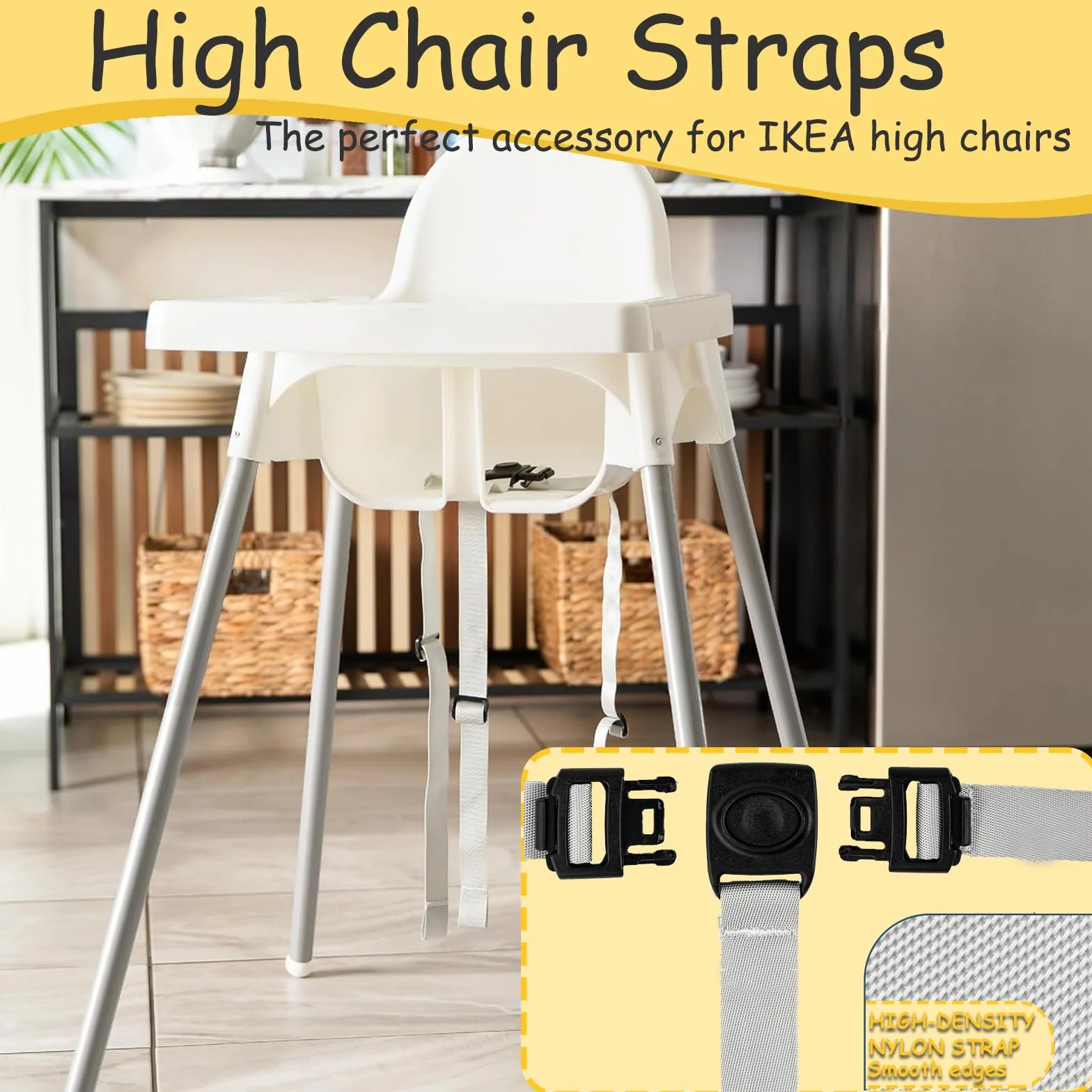 2 cinghie per seggiolone IKEA Antilop IKEA parte 130633, cinghie universali a 3 punti, maggiore sicurezza e comfort, durevoli, adatte alla maggior parte dei seggioloni, uso versatile per passeggini e