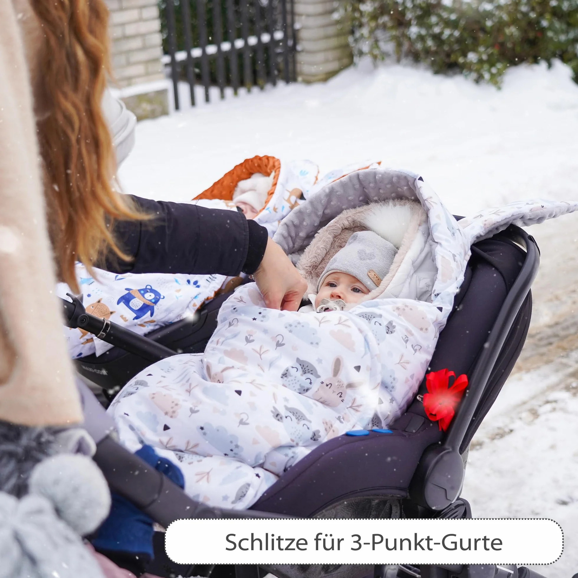 Coperta Mussola sacco ovetto 90x90 cm - swaddle neonato 0-6 mesi o copertina per passeggino bebe per seggiolino auto bambino universale e lavabile Oeko-Tex Gufo Grigio Chiaro