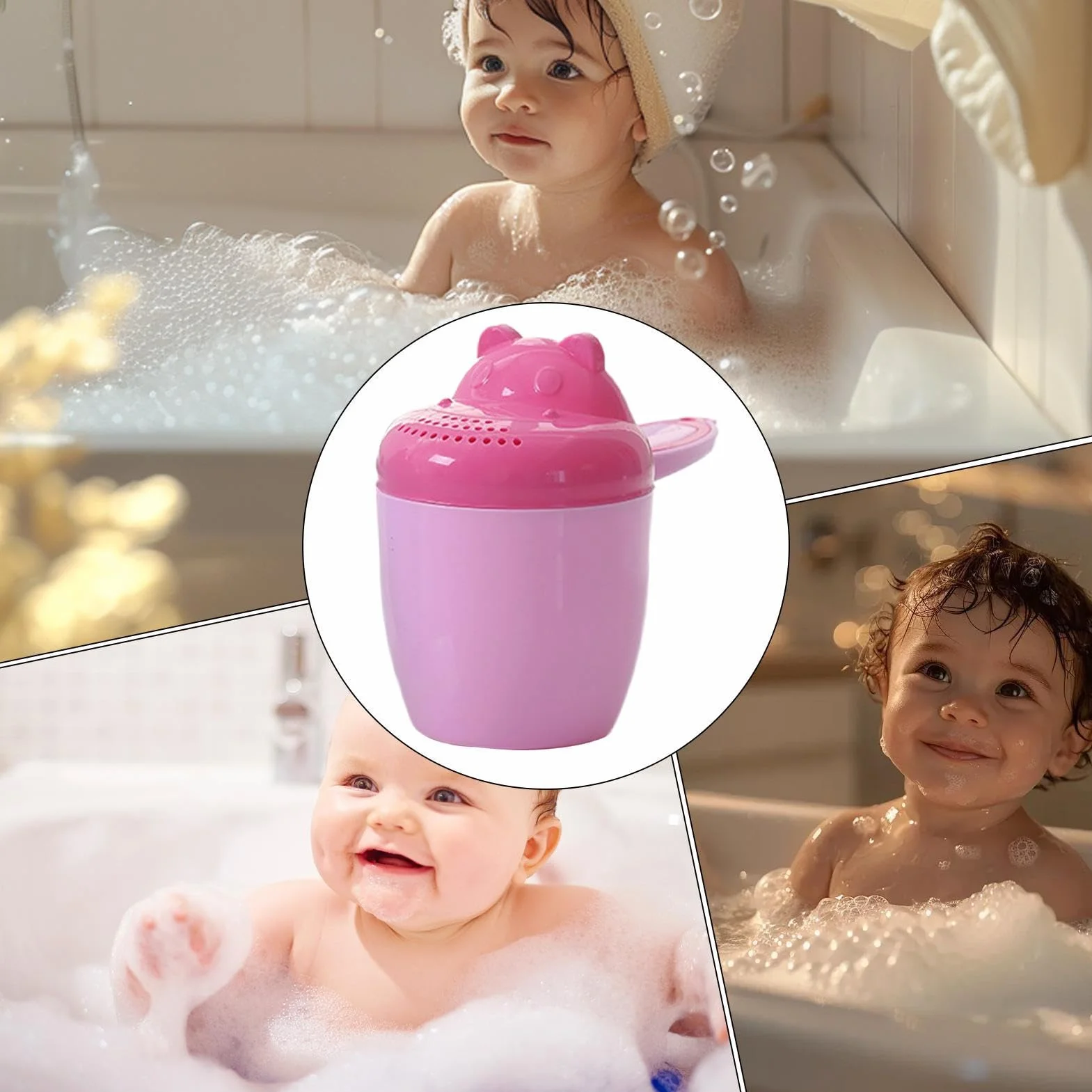Bicchiere di risciacquo per neonato, tazza da versare da bagno per bambini, versatore di cartone spesso per il lavaggio dei capelli di ragazza e ragazzo, doccia di testa, pulizia giardinaggio