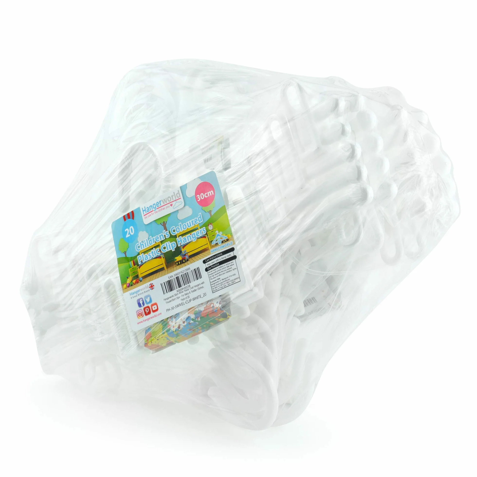 HANGERWORLD 20 grucce bianche in plastica da 30 cm, per top coat e indumenti per bambini