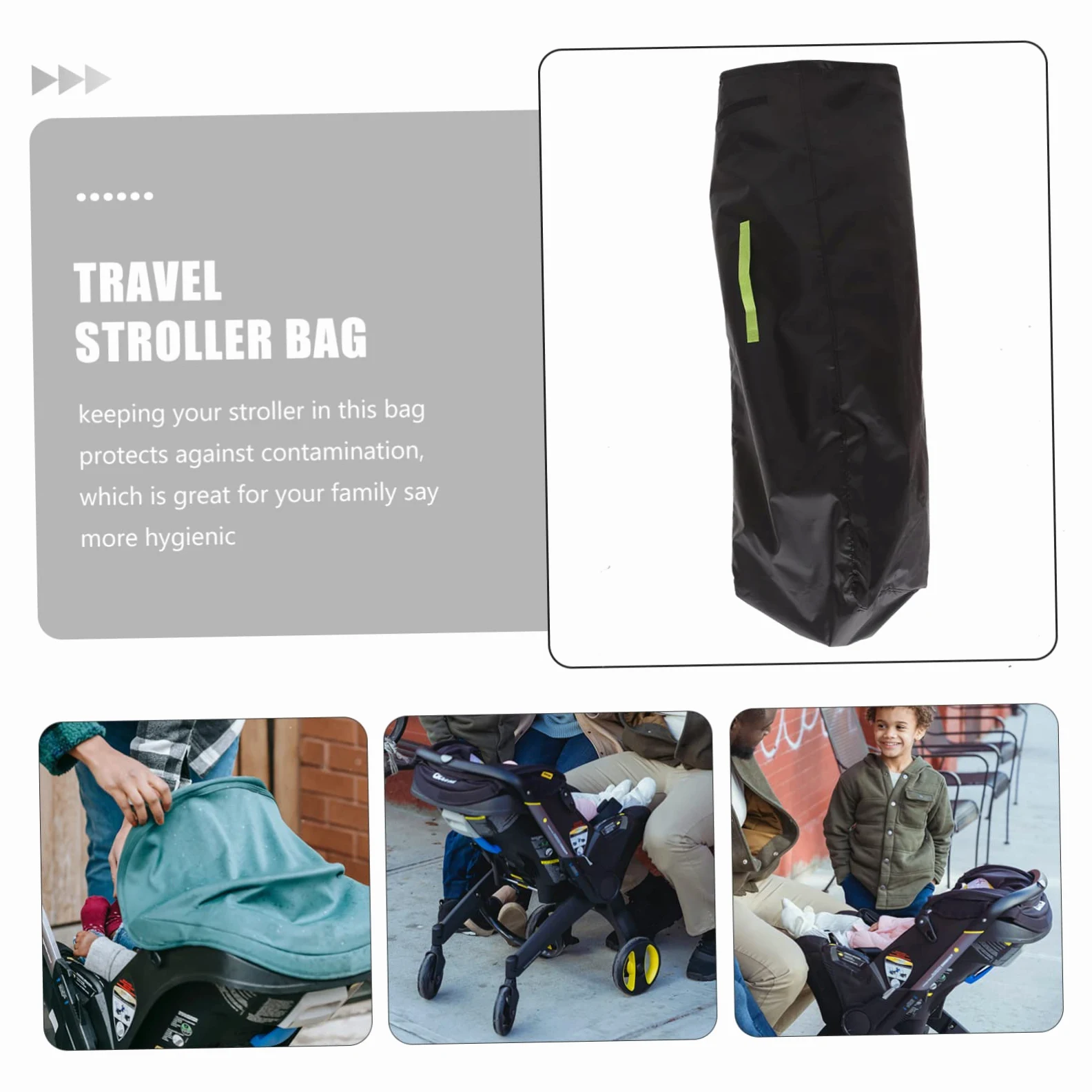VICASKY Borsa per Passeggino Singolo, Borsa da Viaggio Oxford Nero, Facile da Pulire, Accesso Comodo, per Uso Quotidiano e Viaggio