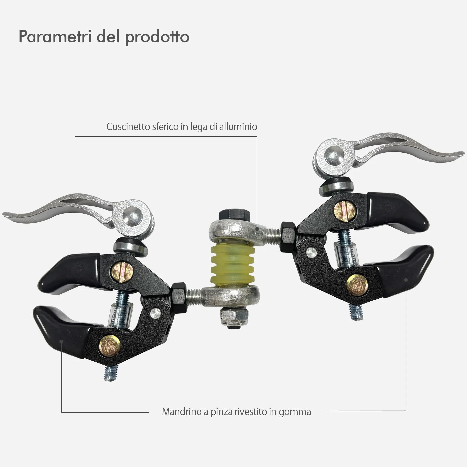 Mimoke Morsetto per portapacchi per bicicletta, 10 – 45 mm, robusto morsetto per il fissaggio di maniglie per carrello della spesa, trolley e bagagli, con rivestimento protettivo, tenuta sicura per il