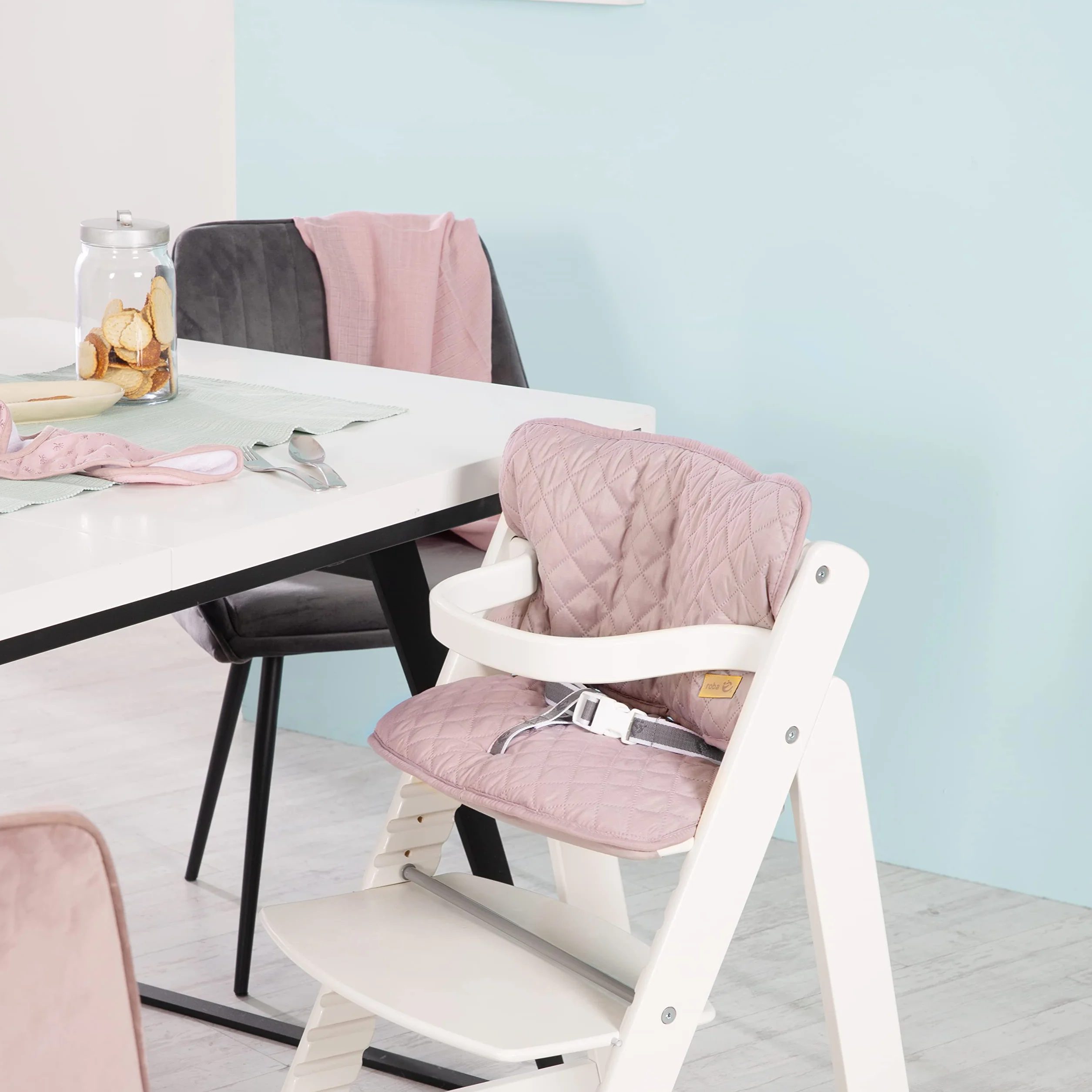 roba Cuscino Riduttore roba Style per Seggiolone, 2 Pezzi, per Modelli Sit Up, Impermeabile, Antimacchia, Universale, Imbottito, con Fodera, Rosa