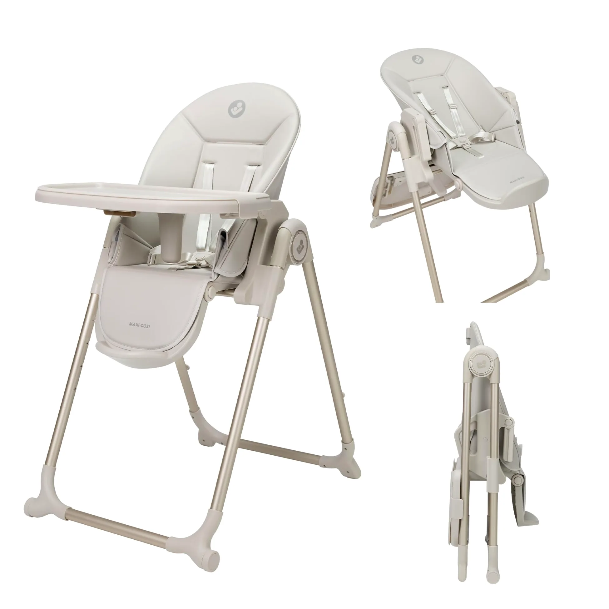 Maxi-Cosi Ava2,Seggiolone Pappa 0-3 Anni (Fino a 15 kg), Seggiolone Pieghevole Compatto, Leggero (9,45 kg), 5 Reclinazioni e 6 Altezze, Vassoio Rimovibile Con Una Mano, 2 Ruote, Elegance Beige