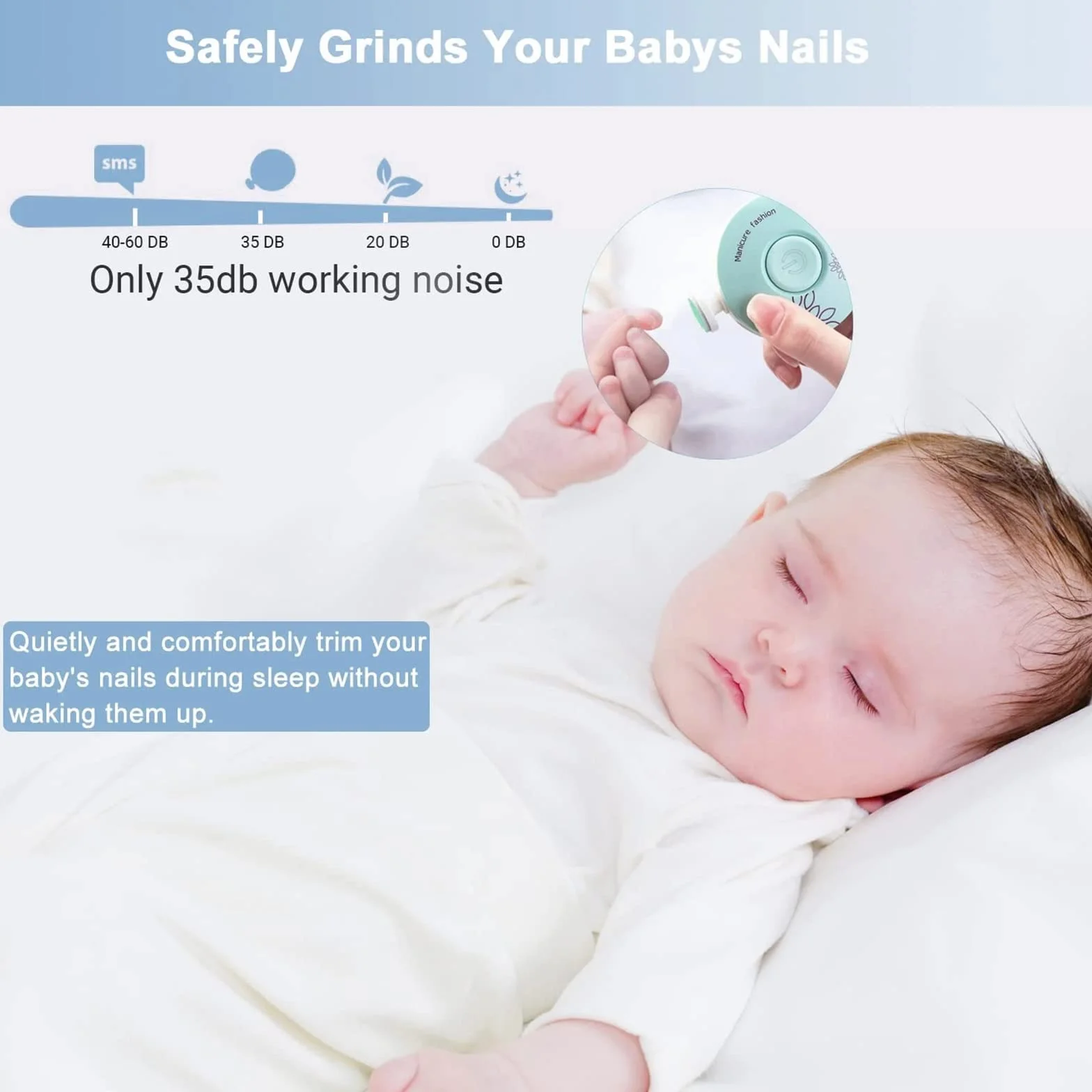 Lima elettrica per unghie,Tagliaunghie Neonato,Gratis 2 batterie,Lima per unghie elettrica per bambini 6 in 1 Lima per Unghie elettrica per Bambini con Testine Abrasive