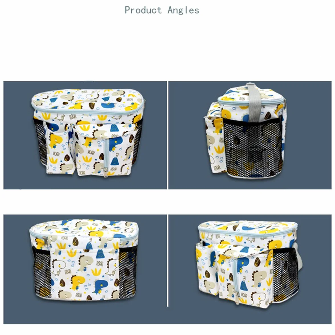 Organizer per Passeggino, Borsa Organizzatrice per Passeggino di Grande Capacità, Borsa portaoggetti con Tasca a Rete, per Biberon, Pannolini, Salviette, Telefono Ccellulare (Bianco)
