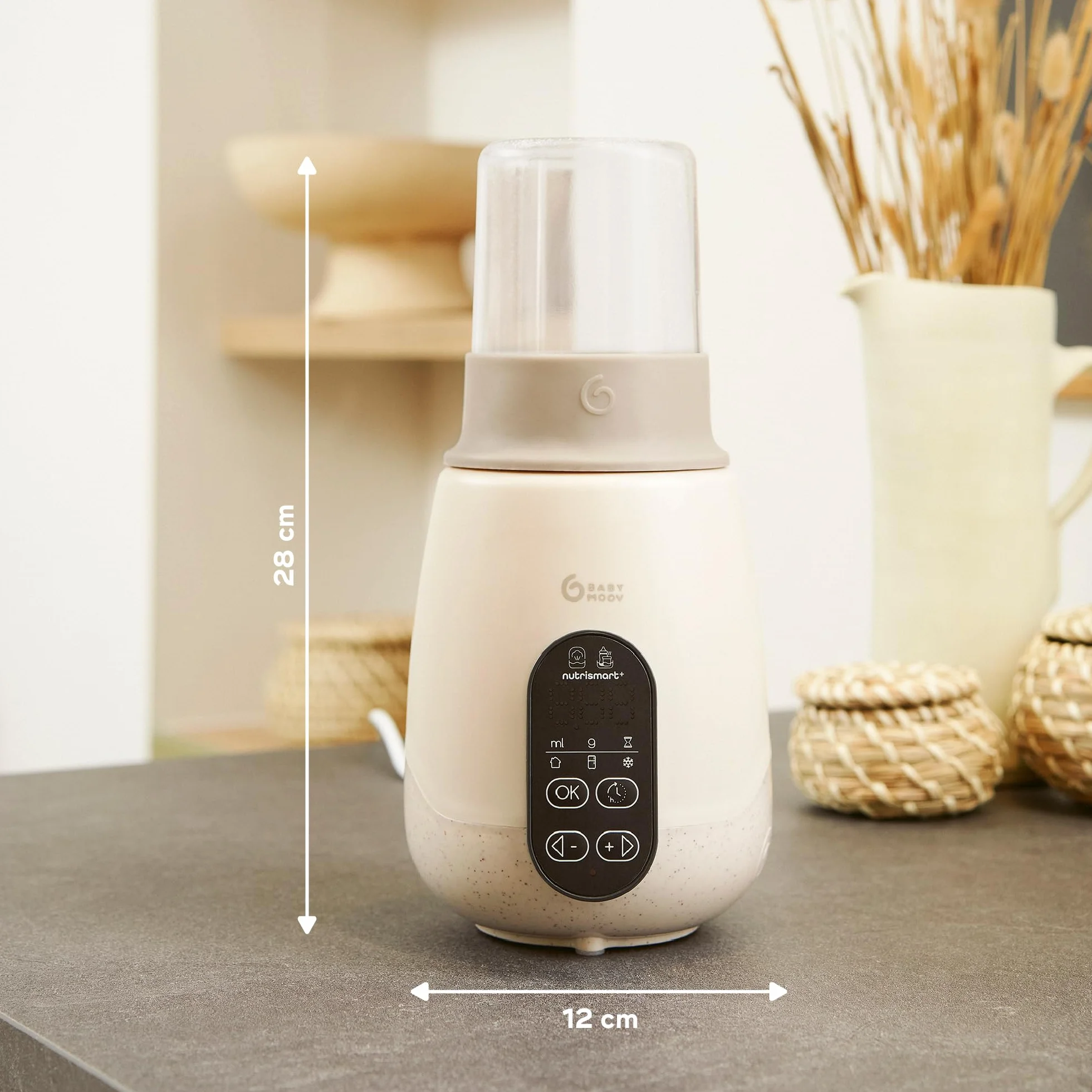 Babymoov Scaldabiberon e sterilizzatore NutriSmart(+) - Portatile - Casa e auto - Adattatore, cestello e coperchio inclusi - Riscaldamento programmabile - Funzione di mantenimento del calore per 1 ora