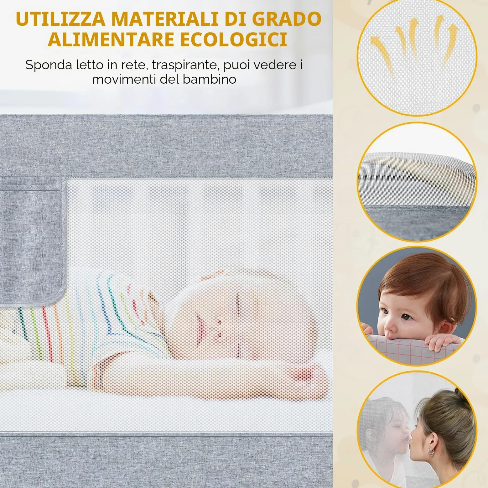 Sponde Letto Bambini，Barriera Letto Bambini，Sponda di Sicurezza per Bambini con Doppio Blocco di Sicurezza per Bambini, Altezza Regolabile，protezione da caduta，1PCS(Grigio) 180cm