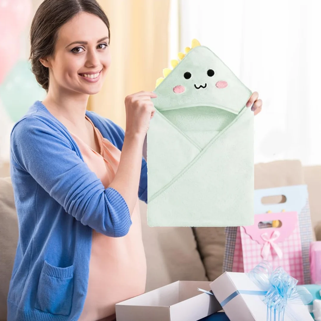 WeddHuis Accappatoio Neonato, Corallo Fleece, Asciugamano da Bagno con Cappuccio, Spugna Neonato Bagnetto