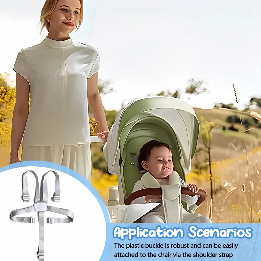Cinture Universali per Seggiolone Cinghie per Seggiolone a 5 Punti, Cinture Seggiolone Pappa Universale, Regolabile Cintura di Sicurezza per Bambini, Adatta per Seggioloni Auto Carrozzine