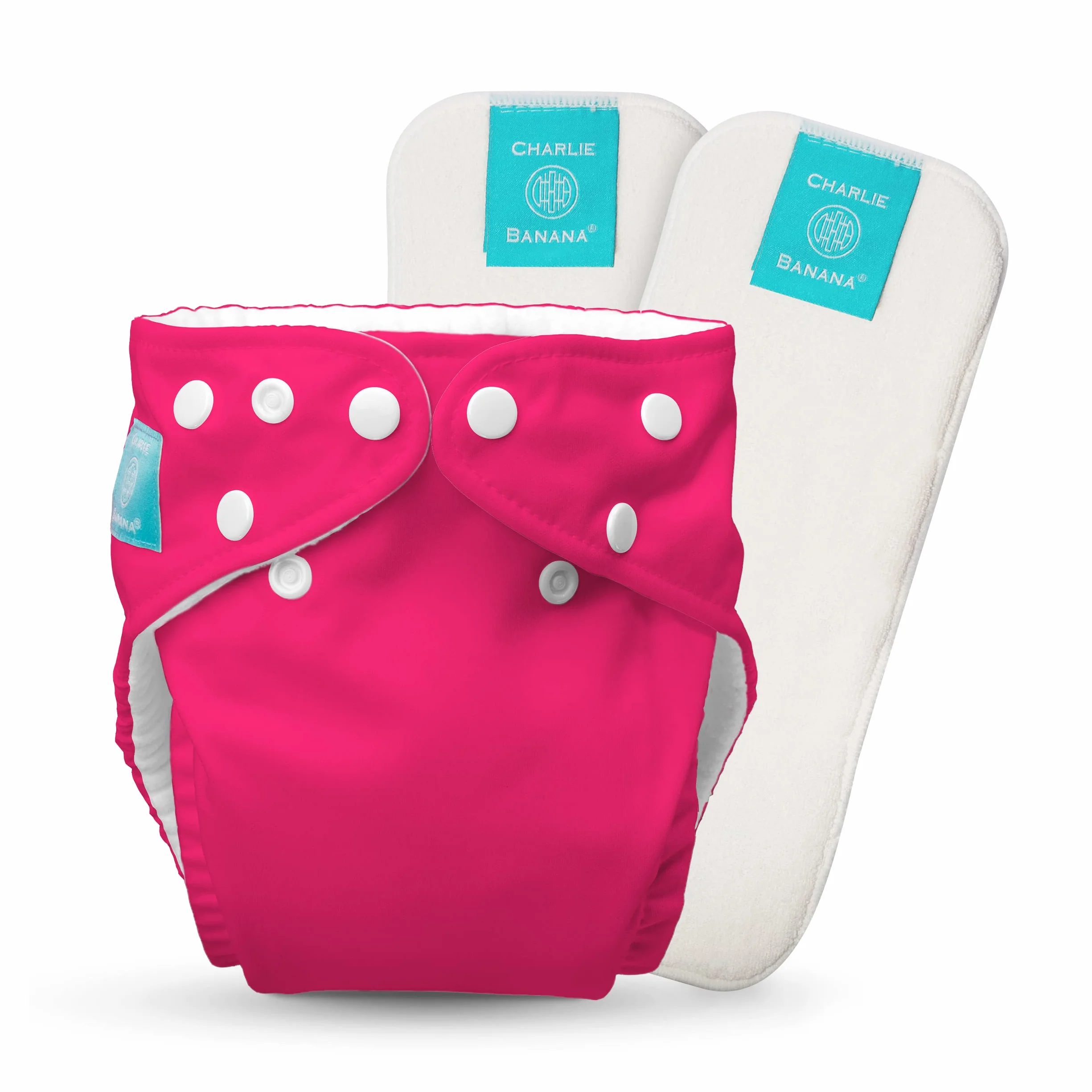 Charlie banana ibrido All-in-One con due inserti riutilizzabili pannolini, misura 1, colore: Rosa fluo