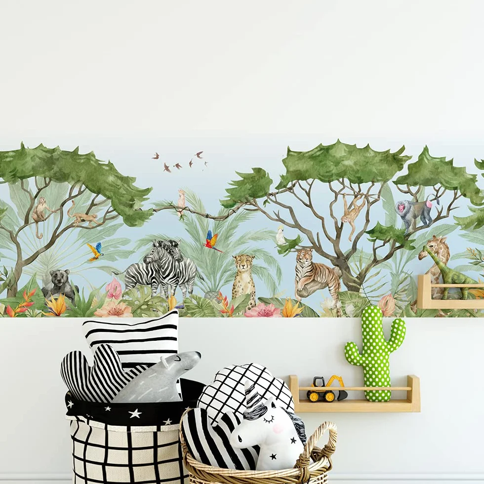 kina - SM0050 Adesivi Murali Fasce per Camerette Bambini - Grafica Savana Greche Protezione e Decorazione Pareti Rivestimento Mobili Tavoli e Armadi 30x130 cm