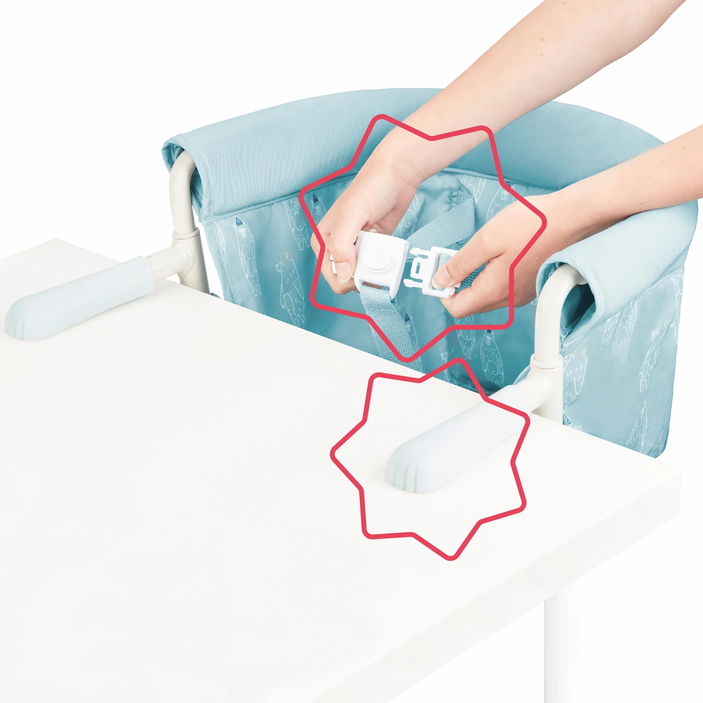 Badabulle seggiolino da tavolo per bambino con cintura a 3 punti, confortevole, chiusura ultra compatta per portarlo ovunque, da 6 a 36 mesi o 15 kg
