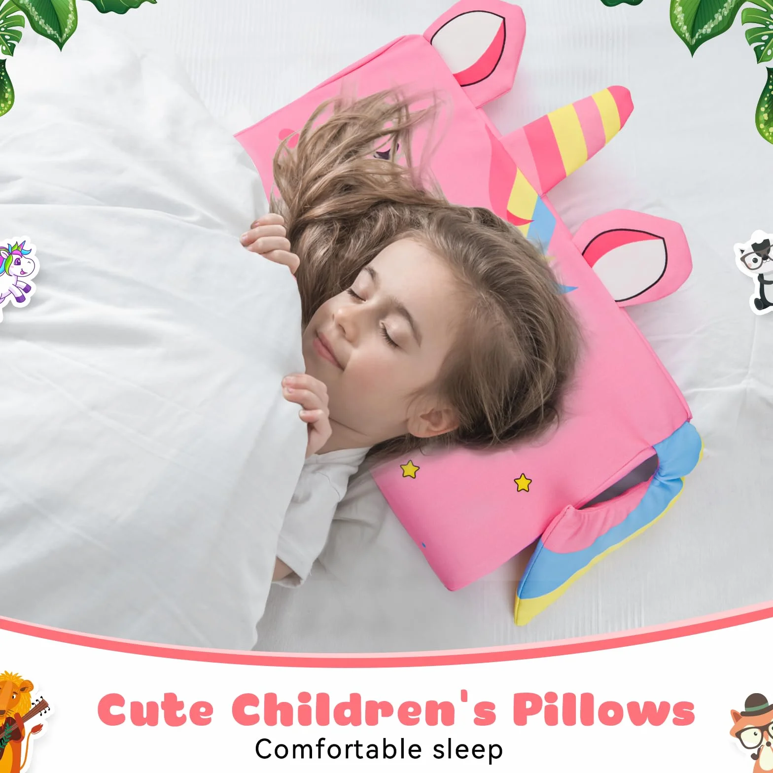 Cuscino Memory Foam Bambini,Cuscino Culla,Cuscino per Bambini con Federa,Ipoallergenico,Anti Acari,Cuscino per Bambini per Sonnellini per Ragazzi e Ragazze (3-10 Anni) (Unicorno)