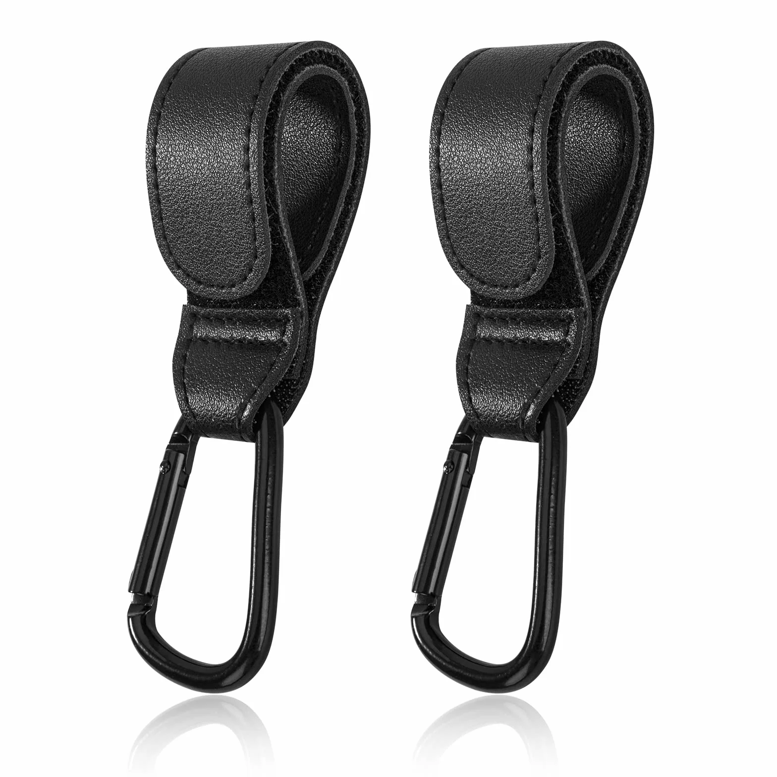 Ganci per Passeggino Ganci Passeggino Pelle Accessori per Carrozzine per Appendere La Spesa Borse per Pannolini 2 Pezzi Nero