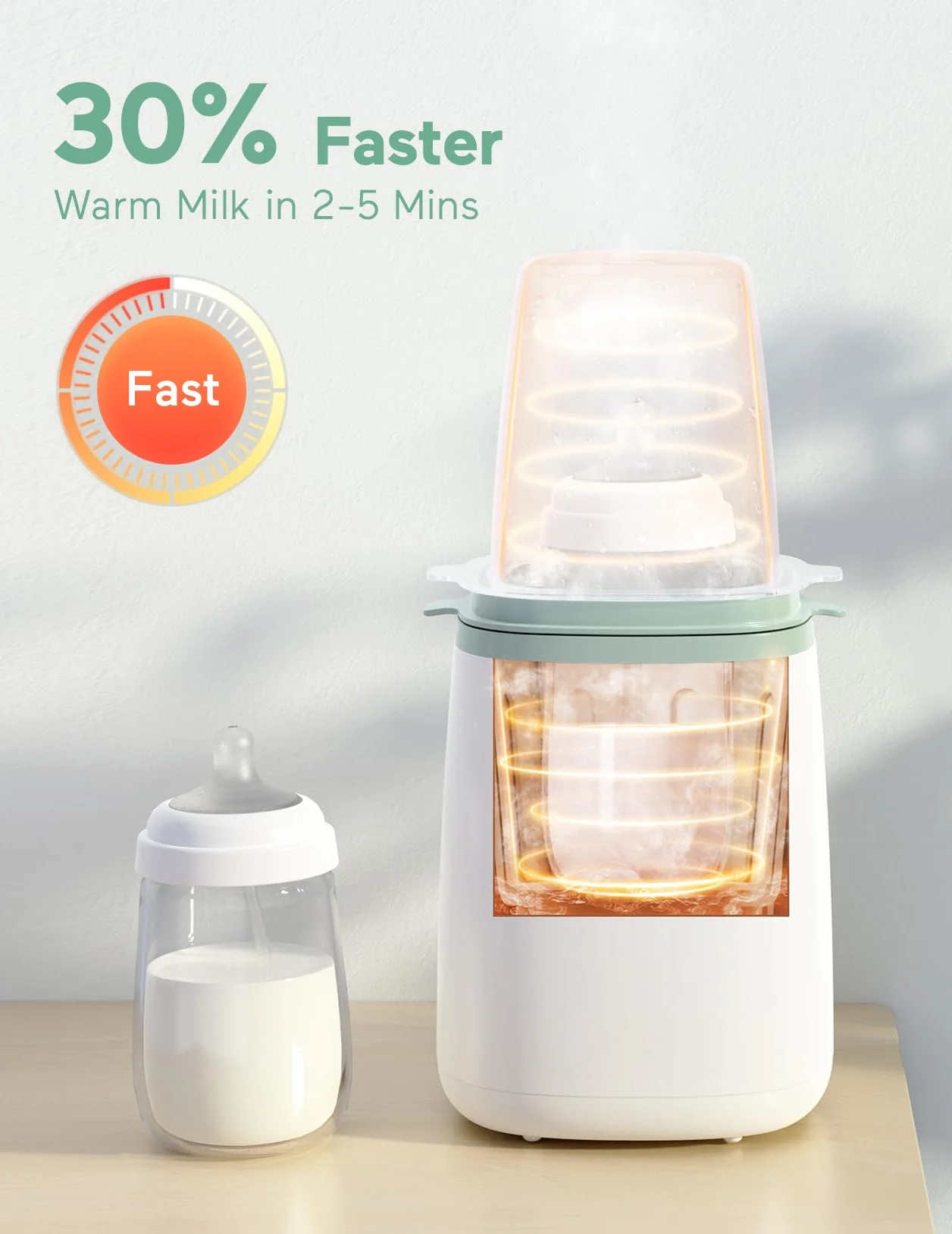 Momcozy Scaldabiberon, Scaldalatte Veloce per Neonati con Controllo Accurato della Temperatura e Spegnimento Automatico, Scaldabiberon Multifunzione per Latte Materno