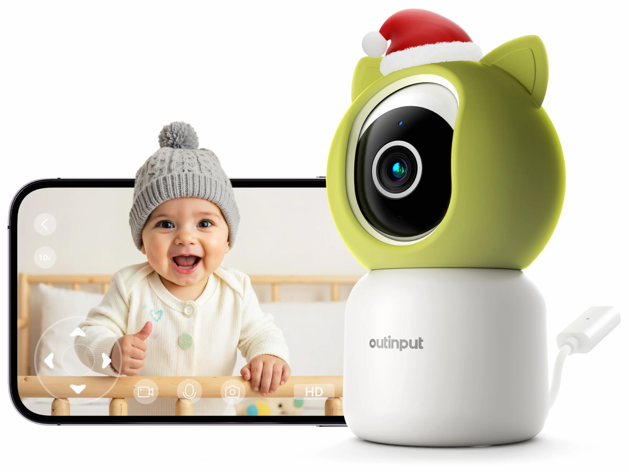 2K 4MP Baby Monitor Telecamera WiFi Interno 355°, APP Controllo, Luce Notturna Calda, Visione Notturna, Audio Bidirezionale, Promemoria Allattamento, Promemoria Temperatura e Umidità, Ninne Nanne