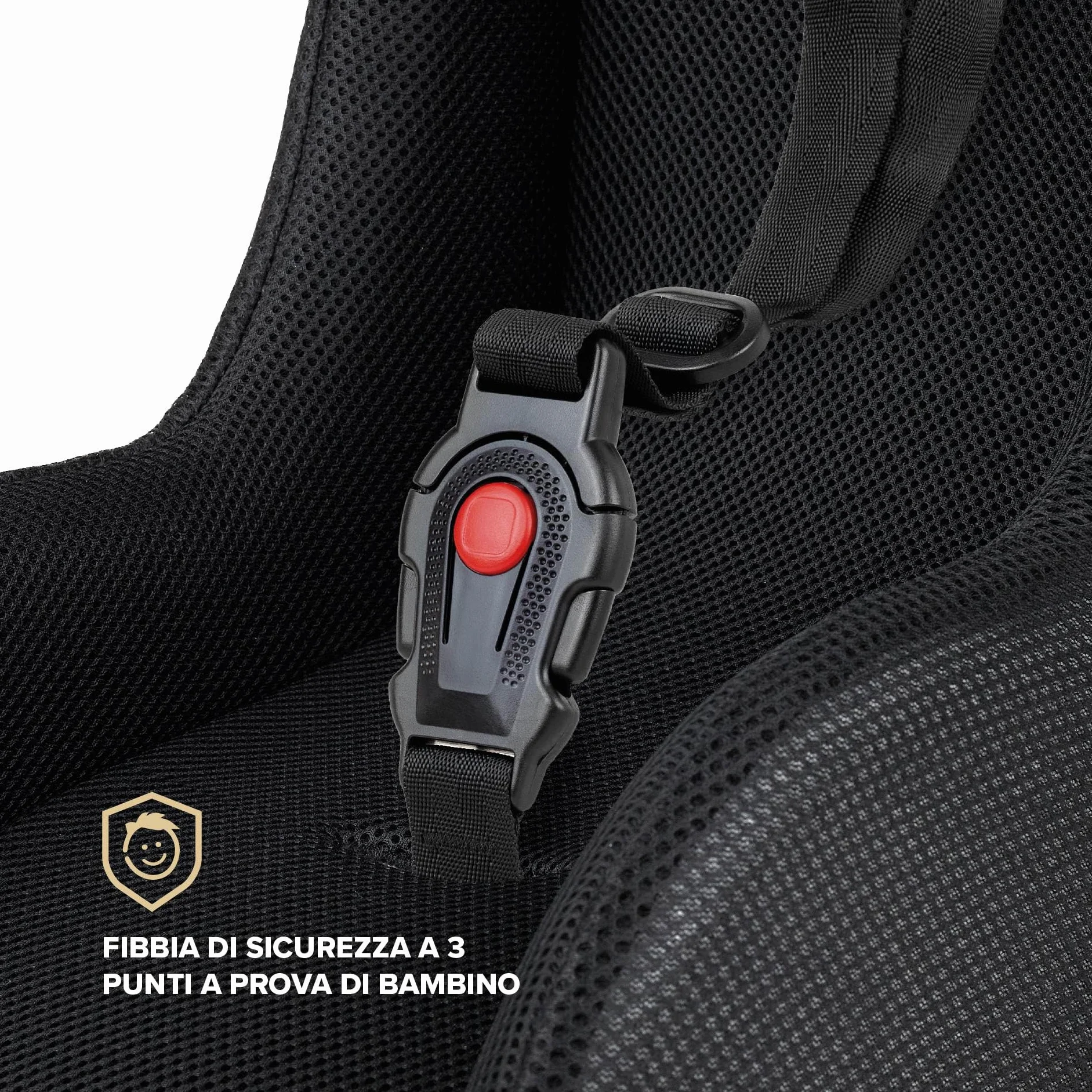 POLISPORT 8015000020 – Mini Pelican Tutto Clima Riduttore Seduta Bebè con Cintura a 3 Punti per Rimorchio, Passeggino e Bici Cargo – Traspirante, Sicuro e Compatibile da 7 a 18 Mesi, Nero