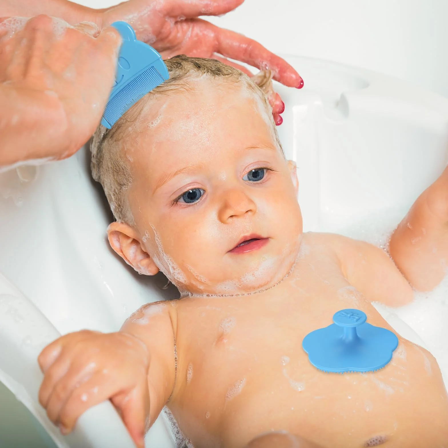 Wekuw 2 Pezzi Spazzola Neonato Pettine Crosta Lattea Neonato Spazzola Bagno Bambini Silicone Pettine Crosta Lattea Aiuta a Massaggiare Delicatamente Il Cuoio Capelluto, Adatto a Neonati e Lattanti