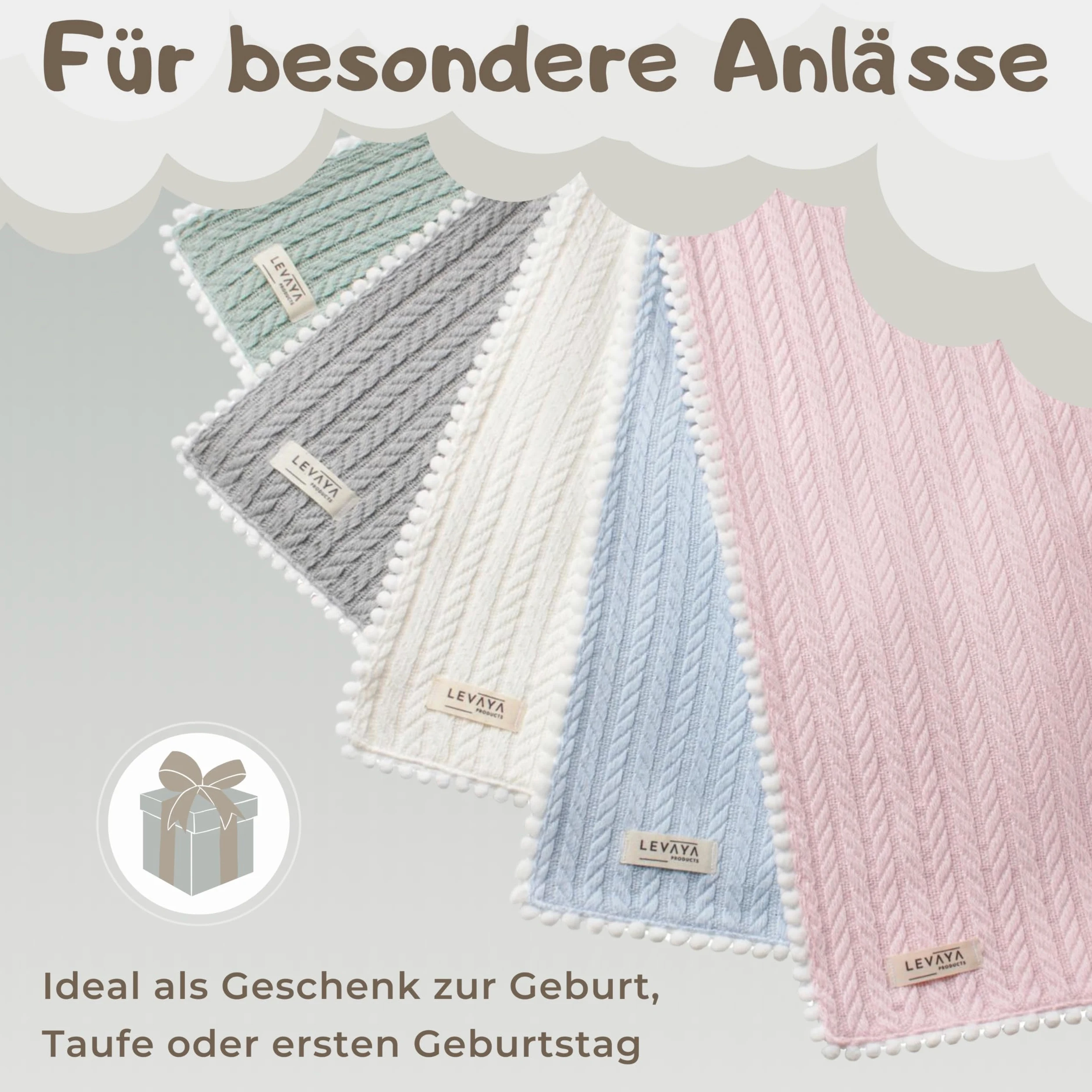 Coperta per neonati in 100% cotone biologico, 120 x 90 cm, lavorata a maglia e coperta per ragazze e ragazzi, extra morbida e traspirante, regalo di nascita, certificato Oeko-TEX