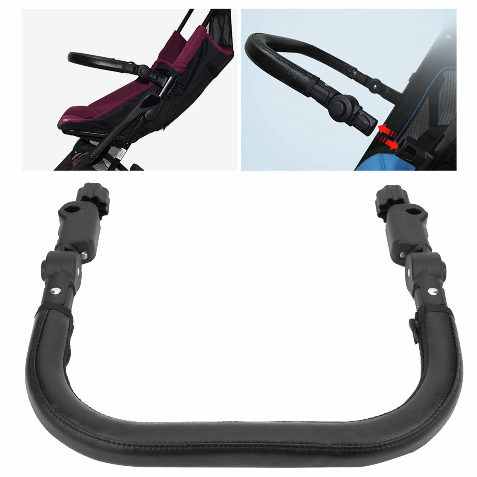 Yctze Barra per Pancia per Passeggino, Bracciolo Universale Regolabile per Passeggino con Rivestimento in Pelle PU, Maniglia per Maniglione Comfort di Sicurezza per Neonati, Ideale per Passeggini,
