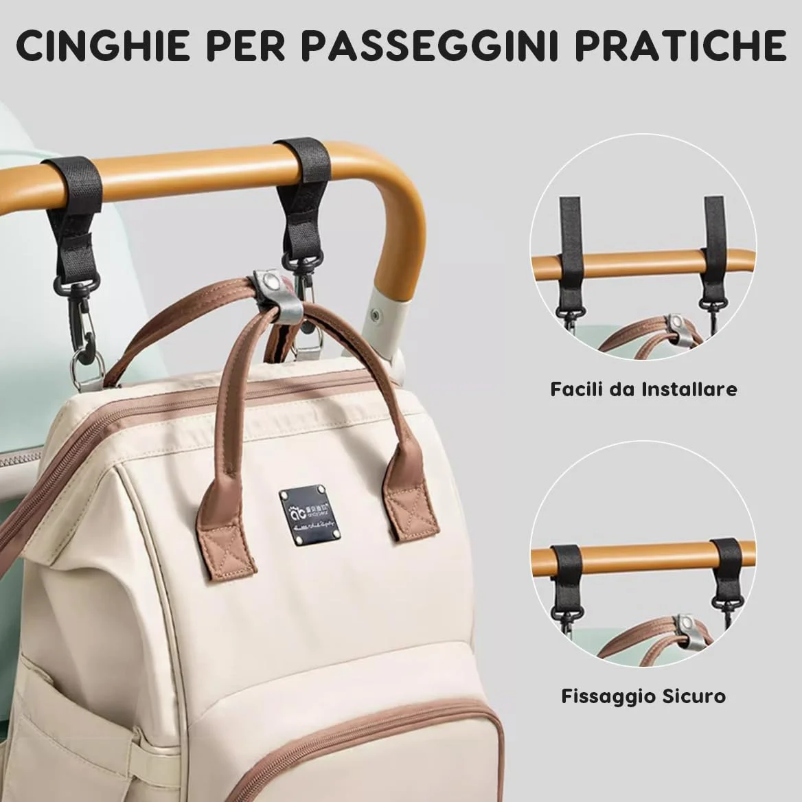 SONARIN Spazioso Leggero Zaino Fasciatoio,Multifunzionale Impermeabile Borsa per Pannolini Zaino Mamma Neonato Borsa Fasciatoio da Viaggio con Tasche Termiche & Ganci per Passeggino(Albicocca)