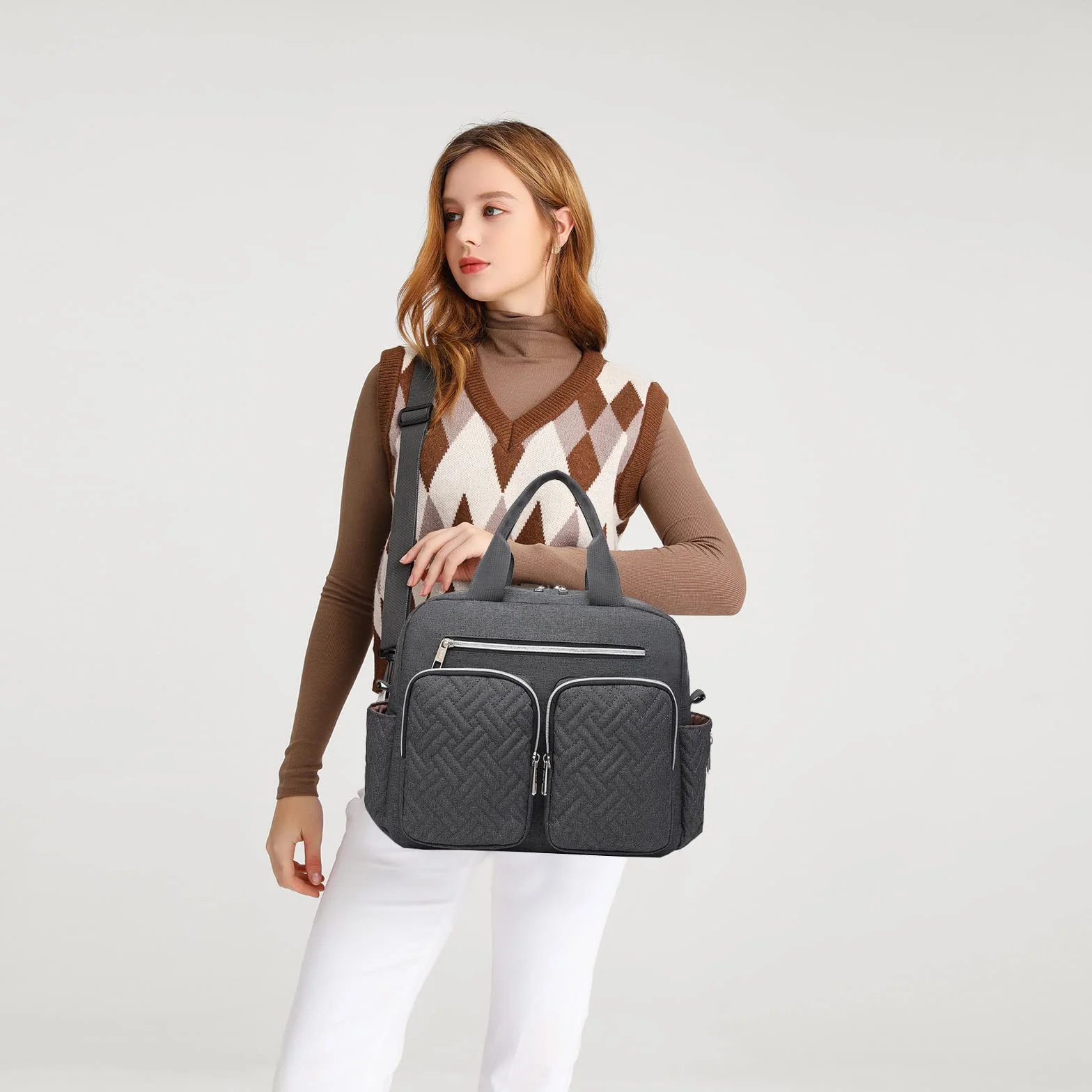 KONO Borsa Fasciatoio Passeggino Neonato, Grande Capacità e Impermeabile con Fasciatoio Portatile e Ganci Passeggini, Leggera per Viaggi Ospedale Parto Aereo, Ideale per Mamma e Papà
