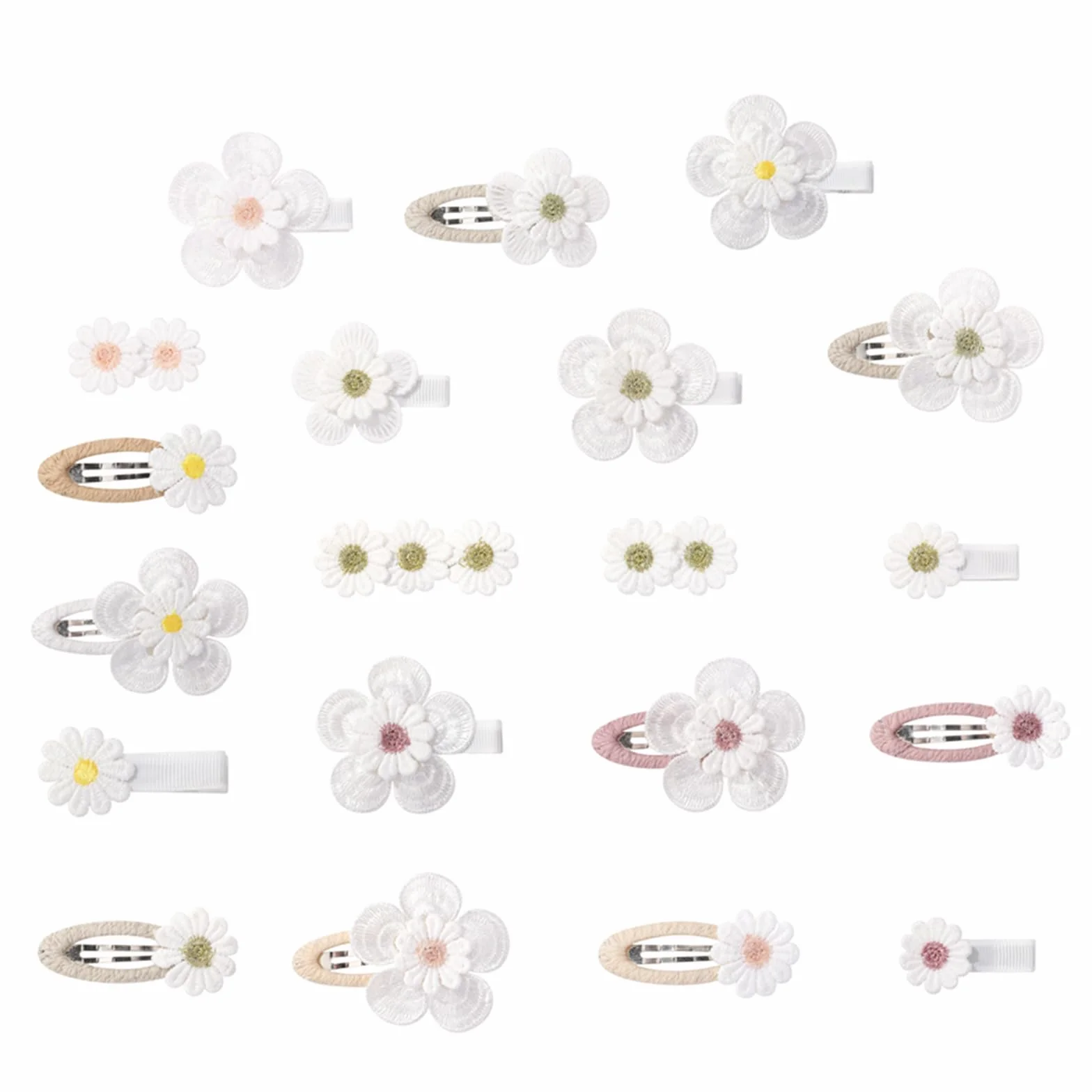 Haiki, confezione da 2 fermagli per capelli in tessuto, fermagli per capelli a forma di fiore, mollette per capelli in tessuto, ornamenti per capelli per bambini, fermagli per capelli comodi