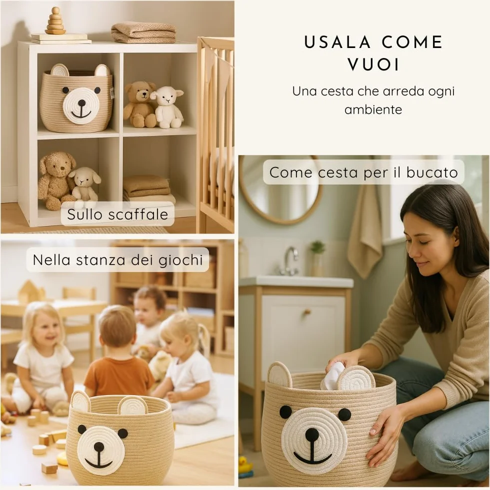 BELMIN Cesta Giochi Bambini Ø35cm – Cesto Portaoggetti Capiente e Stabile, Perfetto come Porta Peluche e Contenitore per la Cameretta