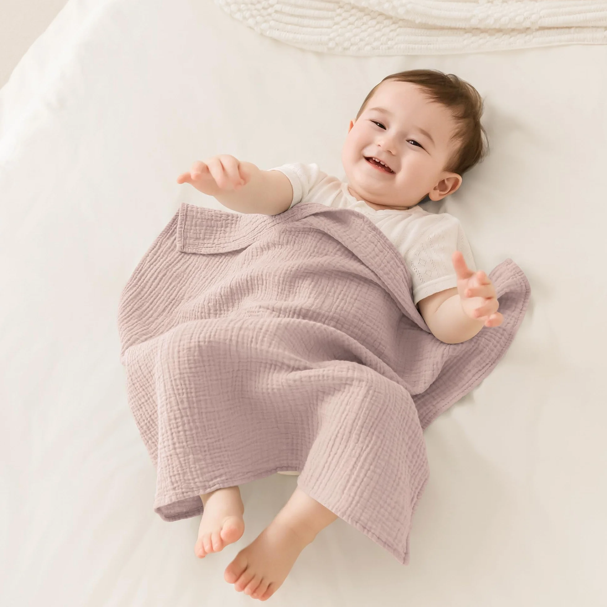 Susurration Bambino in Mussola Per Neonati, 5 Pezzi, Set 60x60CM, Super Morbido Assorbente in Mussola A Grana Per Neonati, Unisex, Per Bambine E Ragazzi (pentagramma rosa)