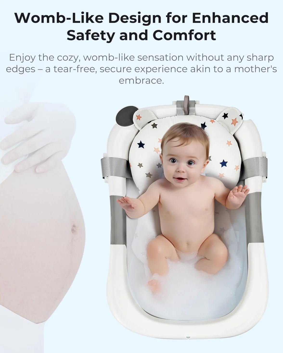 Vaschetta Bagnetto Neonato Vasca Bagno Pieghevole Neonati Bambini Supporto Riduttore Cuscino Materassino Baby Sdraietta Bacinella Tappetino Bambino Tinozza Bimbi Salvaspazio Portatile (bianco)