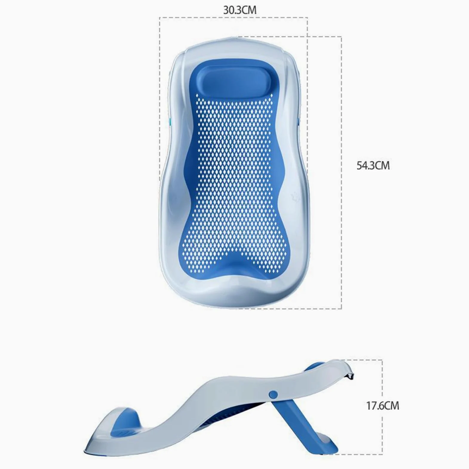 Supporto per Bagnetto Pieghevole Bagnetto Pieghevole Staffa di Supporto Sdraiata Seggiolino Ergonomico Antiscivolo per Neonati (Blu)