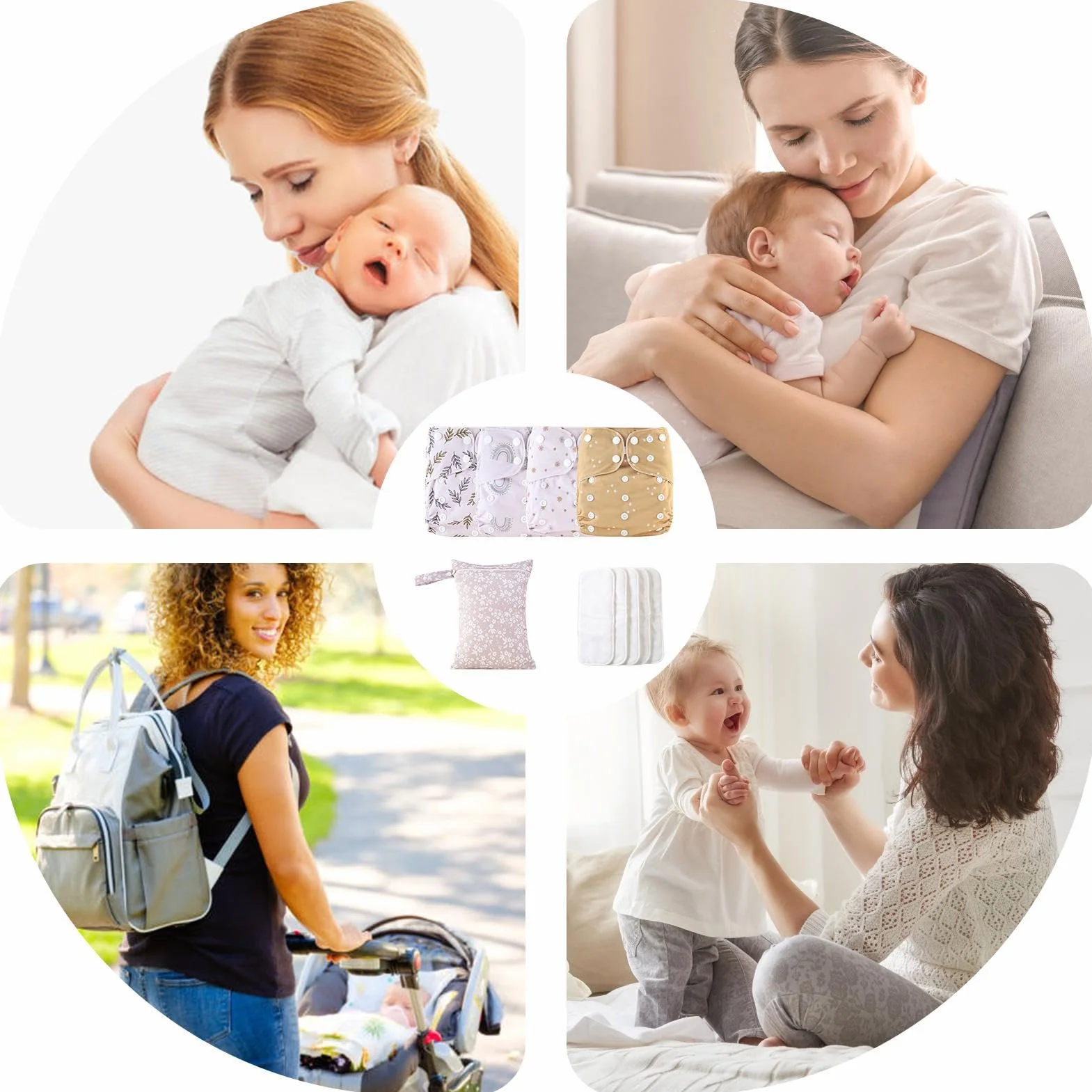 Pannolini riutilizzabili per, pannolini riutilizzabili | Pannolini per bambini riutilizzabili regolabili, 4 fodere assorbenti e traspiranti, copertura impermeabile con 4 inserti e 1