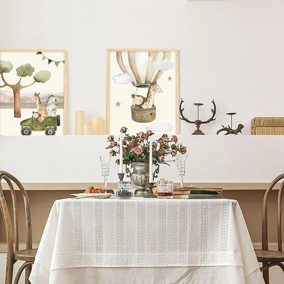 YunBey Set di 4 Poster per Bambini Cameretta A4 Quadri Animali della Giungla senza Cornice Immagini Decorativi per Cameretta Ragazzi e Ragazze