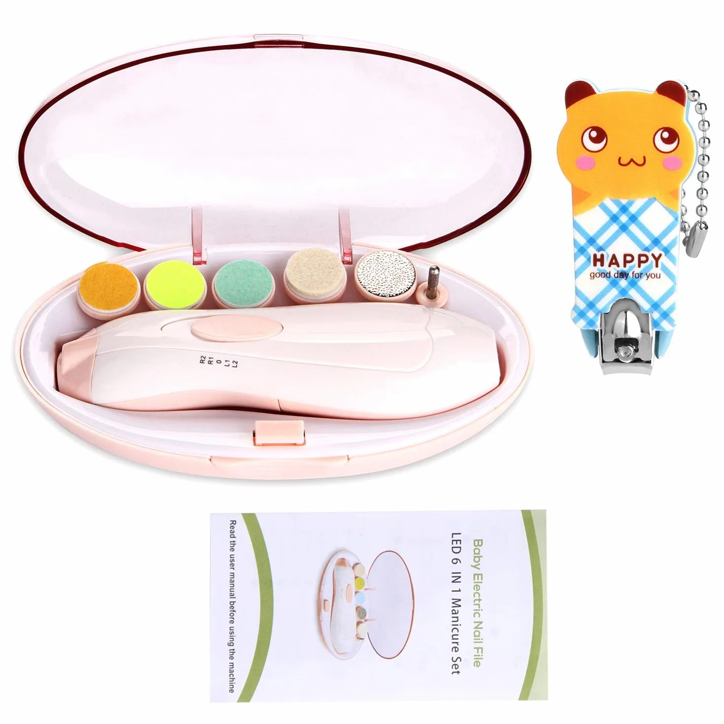WADEO Tagliaunghie Neonati Elettrico, Lima Unghie Neonato Batteria Operato, Nail Trimmer per Bambini con LED Frontale & Silenzioso, Strumenti Sicuri per Cura Unghie Neonati