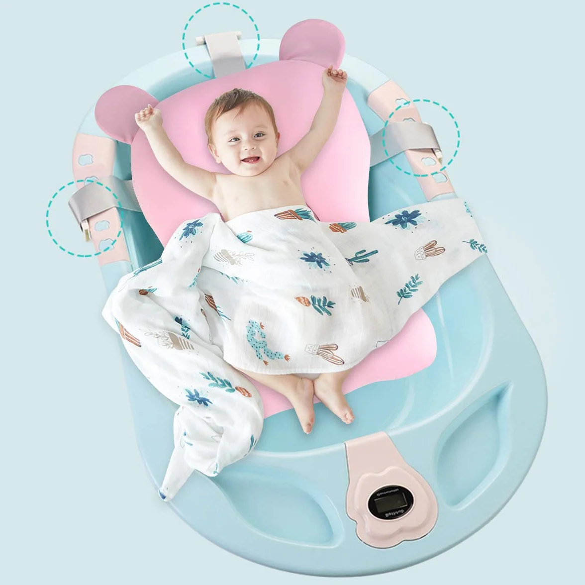 Josopa Imbottitura per Vasca da Bagno per Bambini e Neonati, Antisdrucciolo, Cuscino e Lettino Galleggiante per Baby Shower
