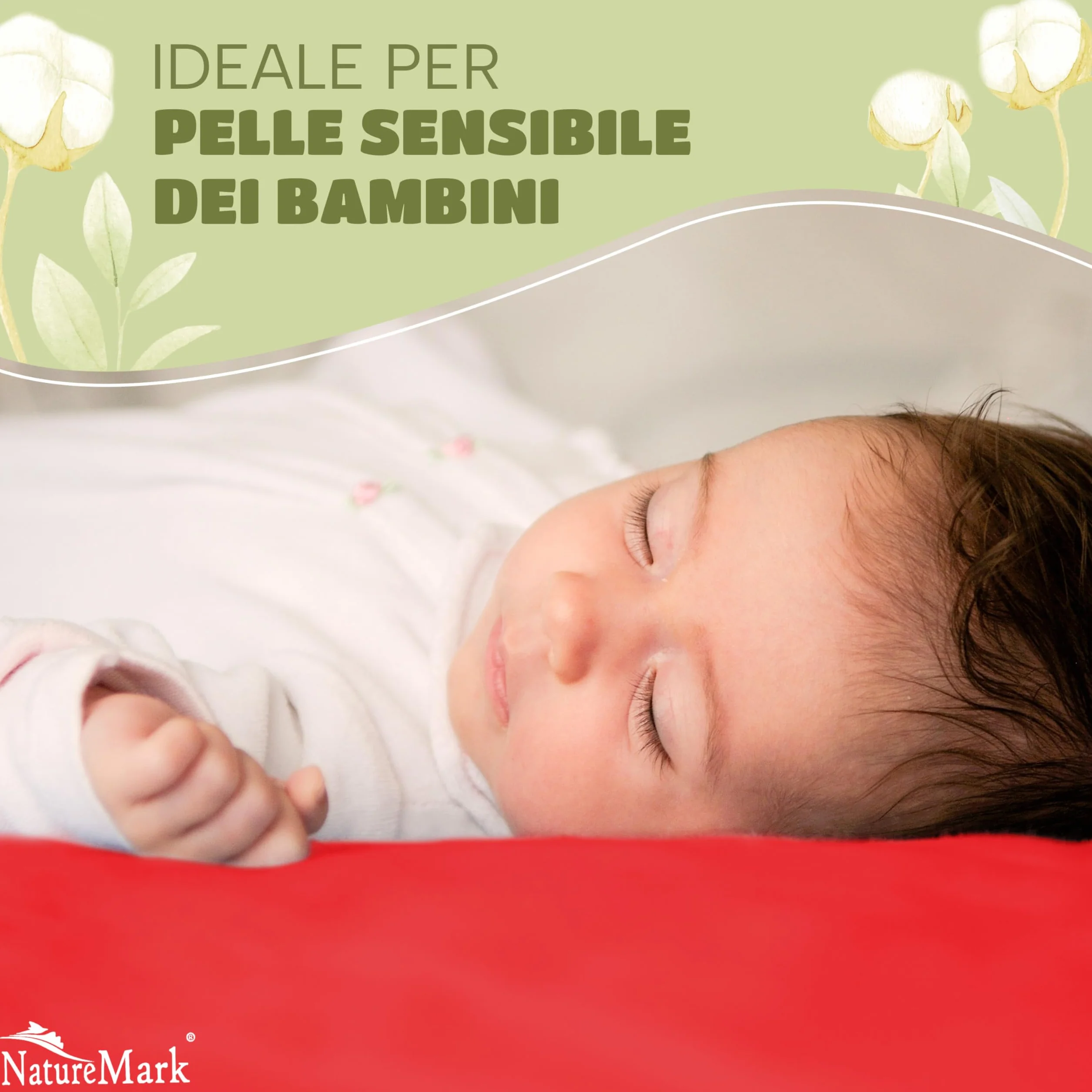 NatureMark Lenzuolo con angoli elasticizzati per bambini, 70 x 140 cm, morbido jersey, 100% cotone, set da 2 per culla e culla, rosso