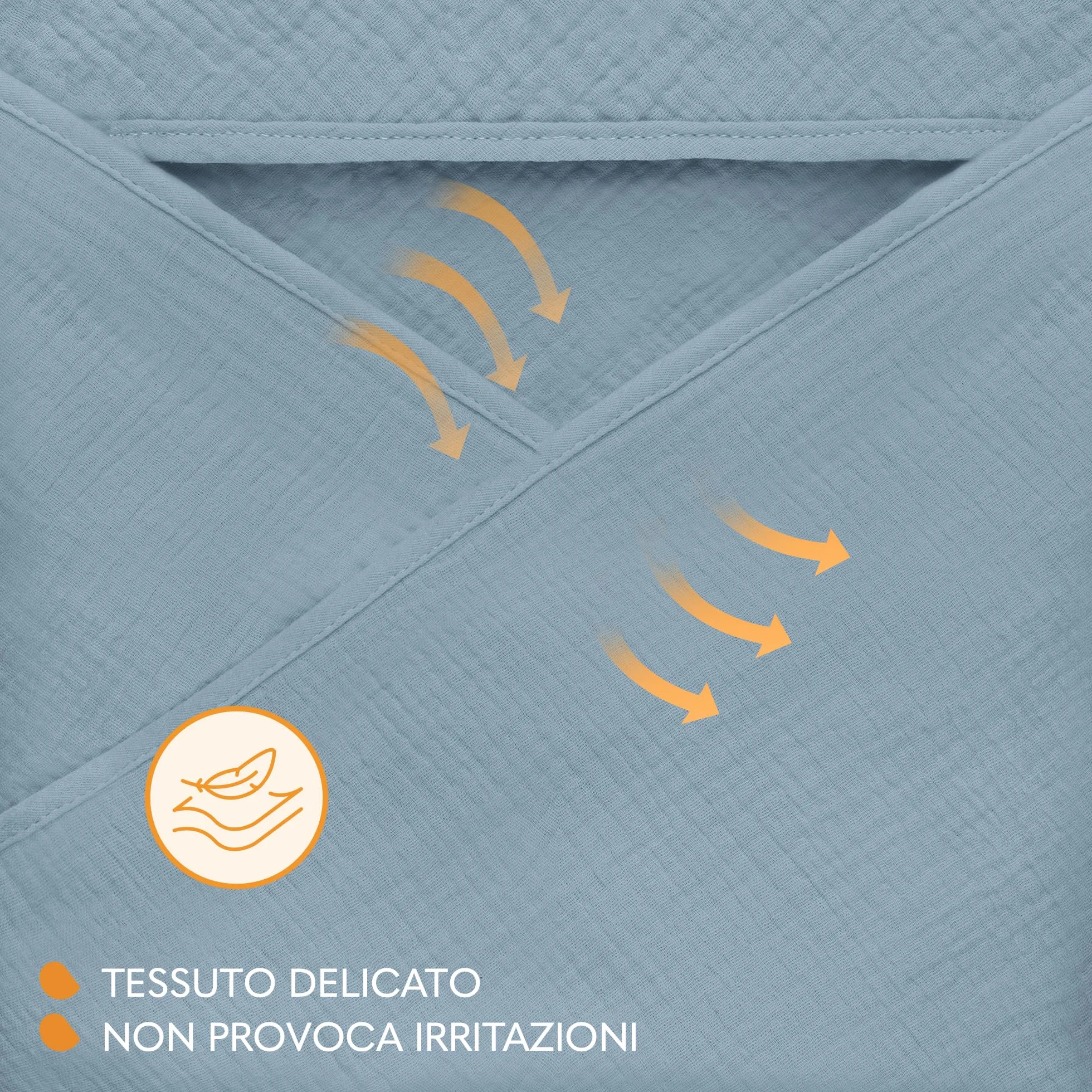 lionelo MUSLIN HOODED TOWEL Asciugamano con Cappuccio 80x80cm per neonato 100% Cotone Naturale Swaddle in Mussola dopo Bagnetto Mantella da Bagno Traspirante Morbida per Bambini (Blu, 80x80 cm)