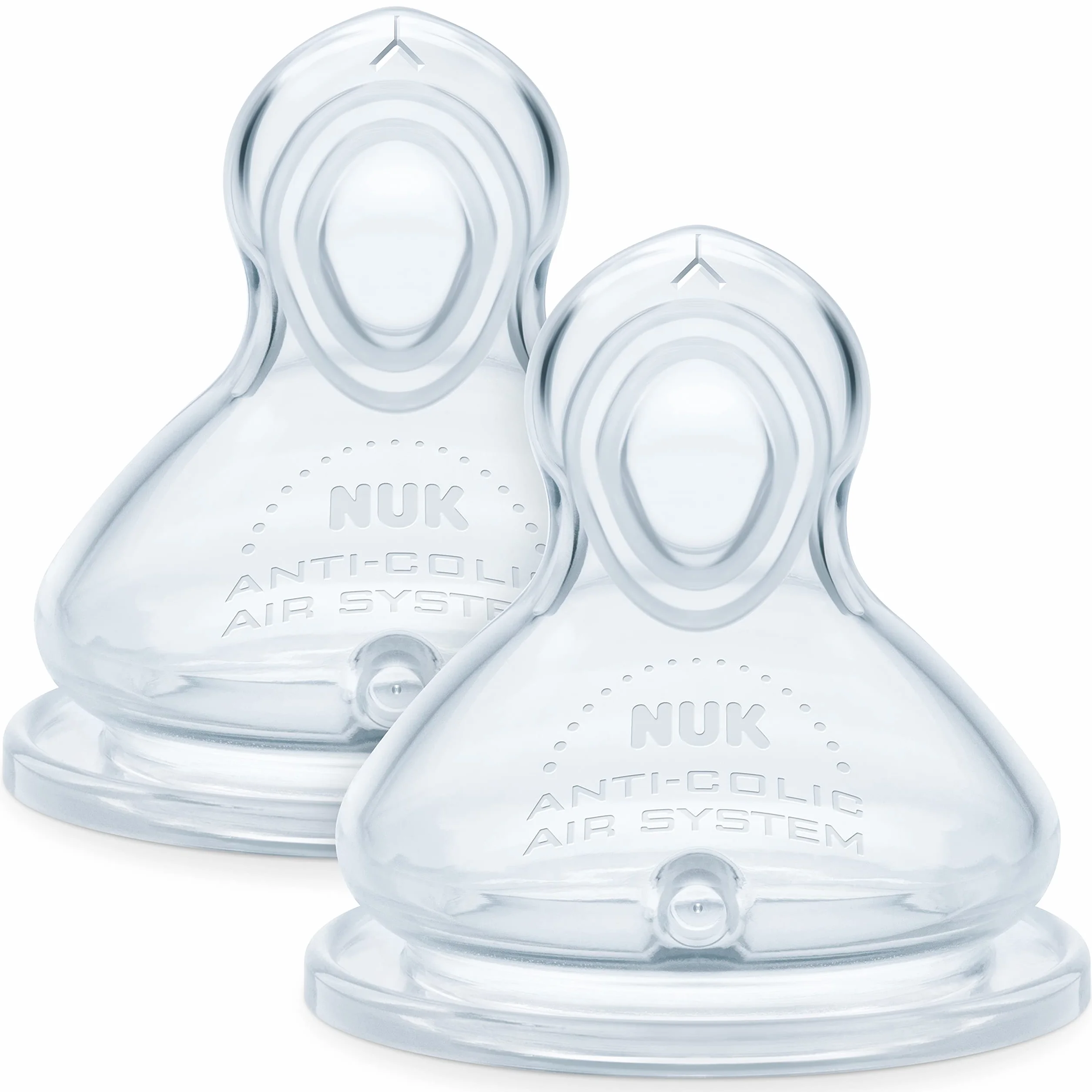 NUK - First Choice+ Flow Control, tettarelle per biberon, 6-18 mesi, valvola anti-colica, senza BPA, 2 pezzi