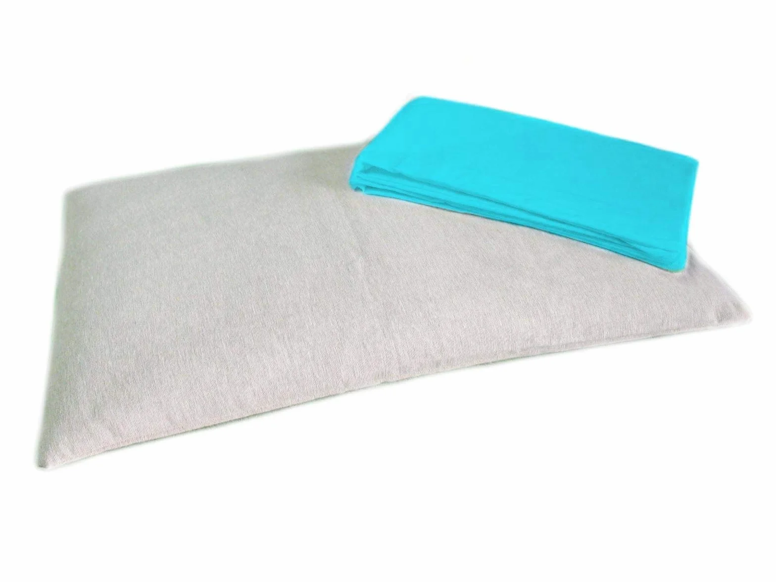 SET BIMBO in PULA DI FARRO -Azzurro- Guanciale per Lettino o Culla Neonato con Federa Lavabile e Cuscino per Collo Bambino, Poggiatesta Baby da Viaggio, Ideale per Passeggino o Automobile